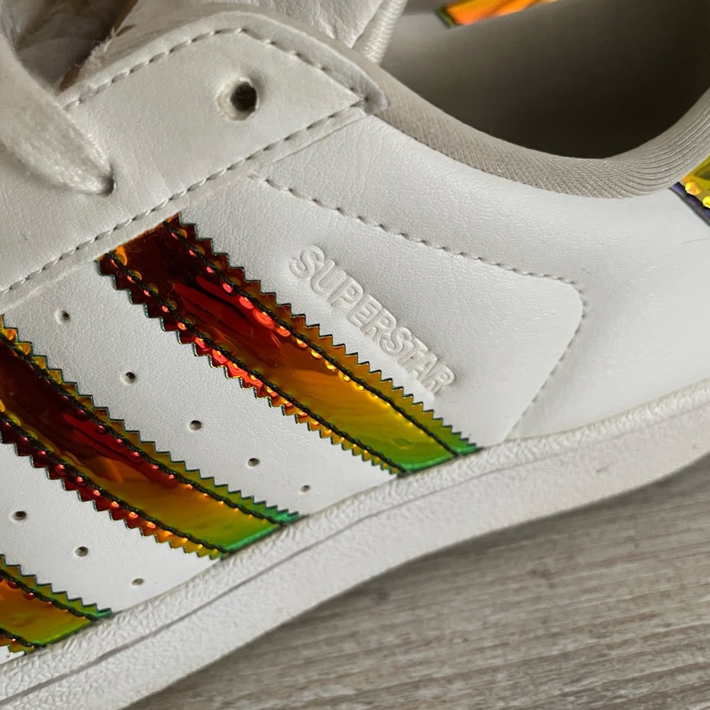 adidas Kids White Sneakers with Multicolor Stripes - Picture 5 of 13